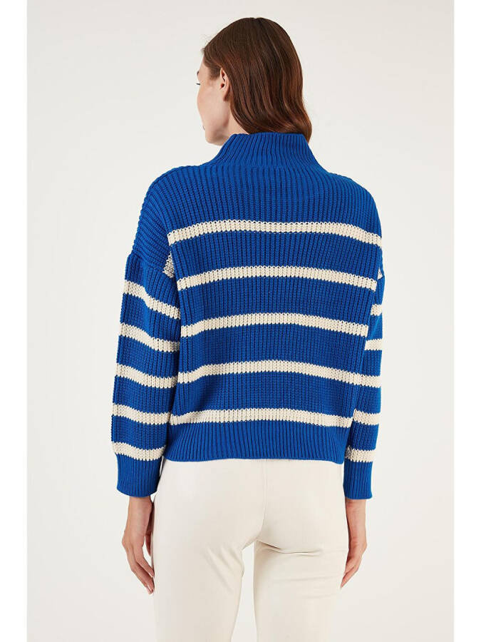 Striped Stand Collar Winter Sweater 4616118 - 10