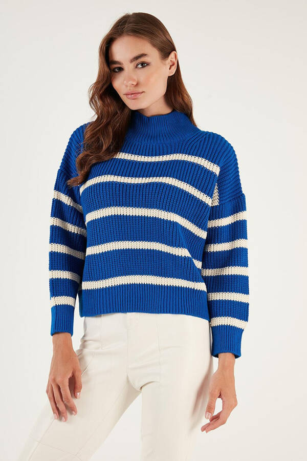 Striped Stand Collar Winter Sweater 4616118 - 14