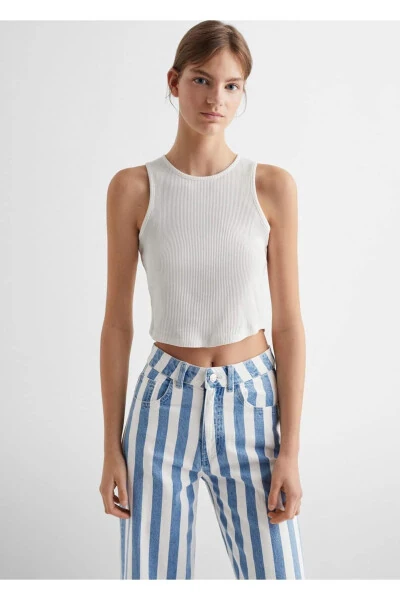 Striped Straight Cut Jeans - 1