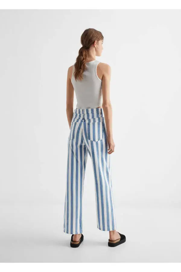 Striped Straight Cut Jeans - 4