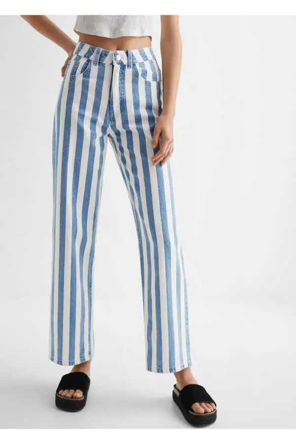 Striped Straight Cut Jeans - 7