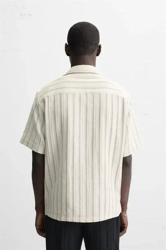 STRIPED TEXTURED SHIRT-Ecru - 3