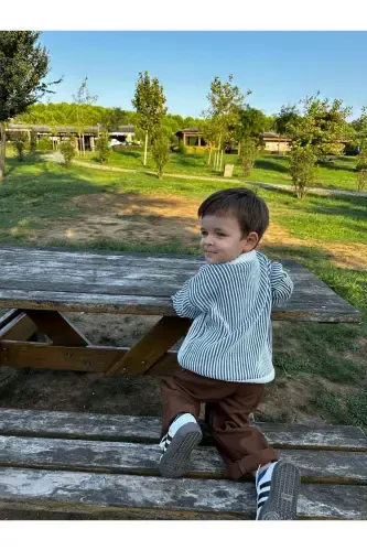 Striped Thessaloniki Knit Oversize Kids Knitwear Sweater (it is a wide cut, please choose your true size) - INDIGO - 5