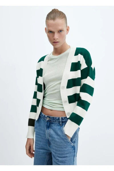 Striped V-neck Cardigan - MANGO