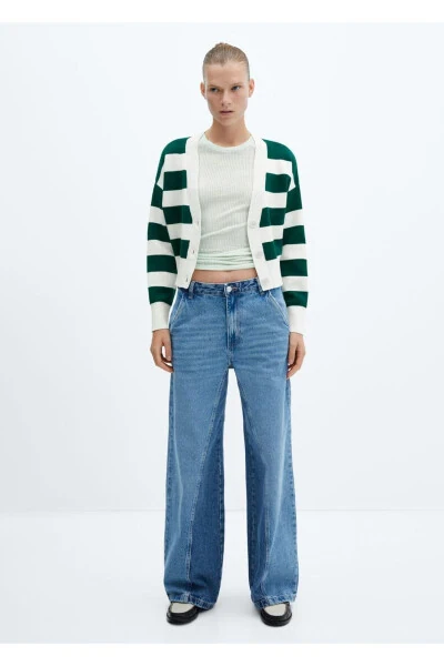 Striped V-neck Cardigan - MANGO (1)