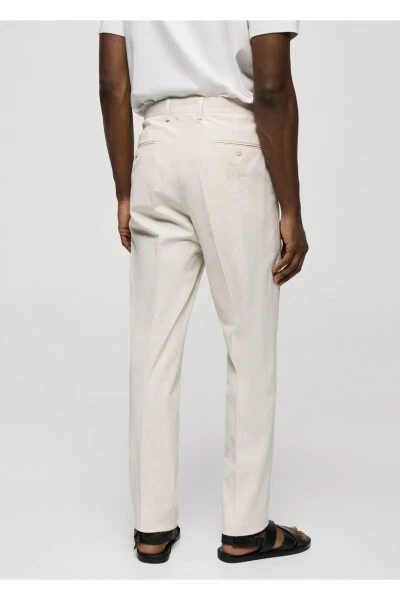 Striped Waffle Cotton Slim Fit Fabric Pants - 4