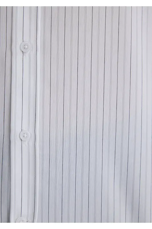 Striped White Shirt Regular Fit / Normal Cut 02 - 7