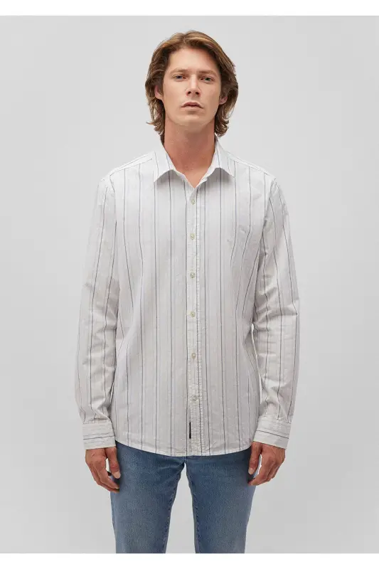 Striped White Shirt Slim Fit 0211144- - 2