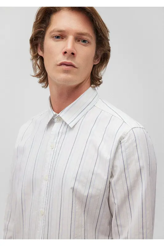 Striped White Shirt Slim Fit 0211144- - 5