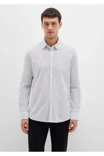 Striped White Shirt Slim Fit 0211403-91334-Colorful - 4