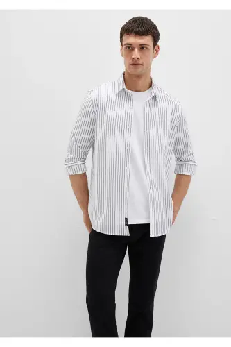 Striped White Shirt Slim Fit 0211403-91334-Colorful 