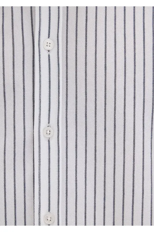 Striped White Shirt Slim Fit 0211403-91334-Colorful - 7