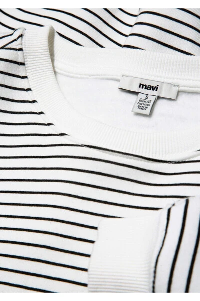 Striped White Sweatshirt with Logo Print 1s10100-85386 - 6