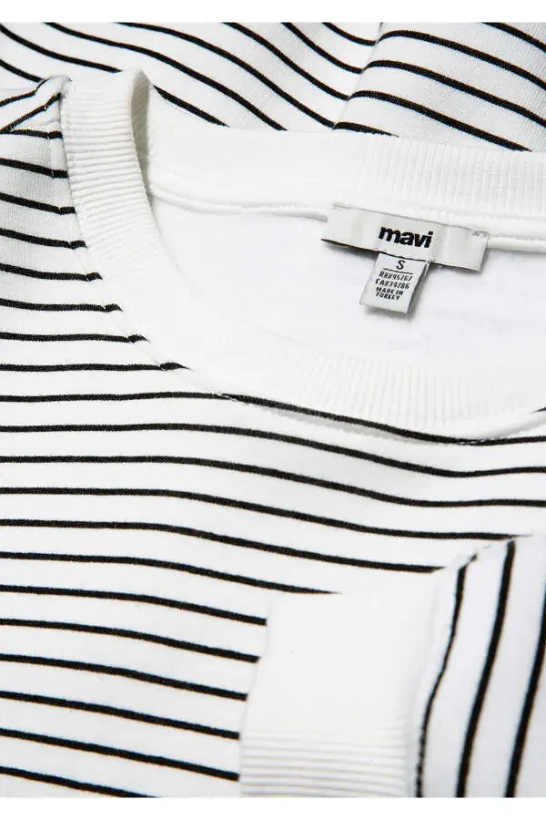Striped White Sweatshirt with Logo Print 1s10100-85386 - 6