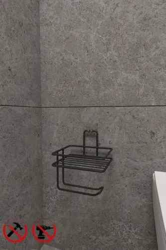 Strong Adhesive Toilet Paper Holder with Shelf Bathroom Organizer - 4