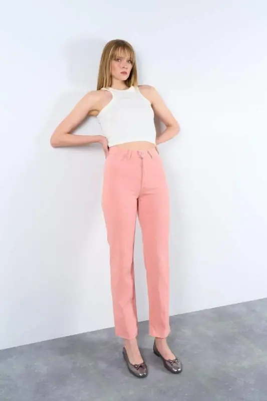 Strong Düz Pantolon - Pudra - 1