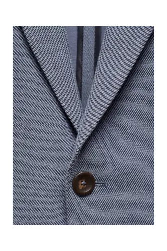 Structured slim fit cotton blazer-Blue - 8