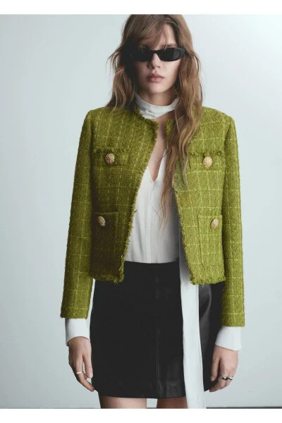 Studded Tweed Blazer - MANGO