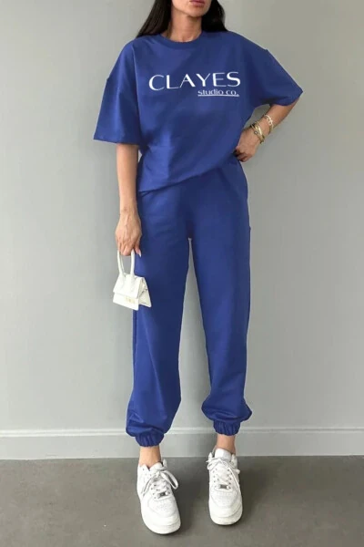 Studio Co Bosilgan Movi Rangli T-shirt va Shorti To'plami - O'lchamli Velosiped Yoqasi - CLAYES (1)