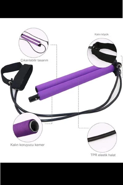 Studio Pilates Barı Çubuğu Terleme Bel Kemeri Fitness Seti - 5