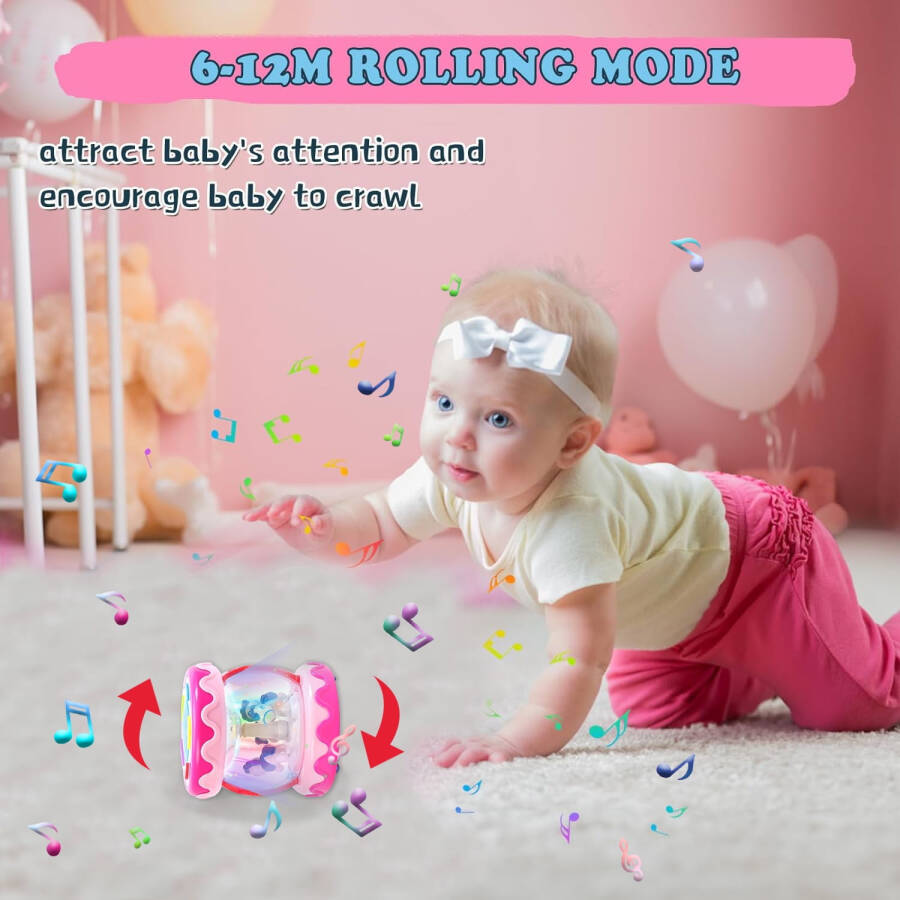 Style-Carry Baby Toys 6 to 12 Months, Musical Learning Infant Toys 12-18 Months - Rotating Light up Baby Music Crawling Toys Educational Toy for Girls - 2