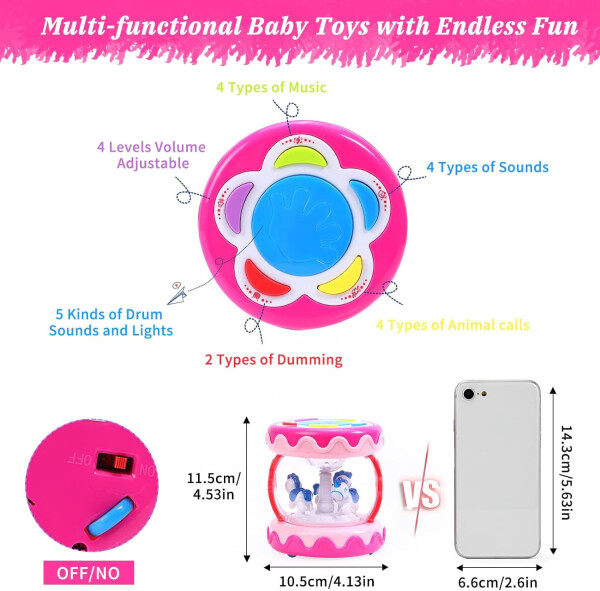 Style-Carry Baby Toys 6 to 12 Months, Musical Learning Infant Toys 12-18 Months - Rotating Light up Baby Music Crawling Toys Educational Toy for Girls - 4