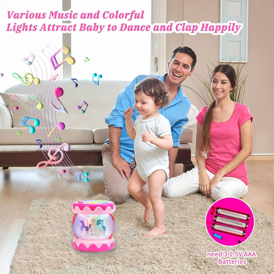 Style-Carry Baby Toys 6 to 12 Months, Musical Learning Infant Toys 12-18 Months - Rotating Light up Baby Music Crawling Toys Educational Toy for Girls - 5