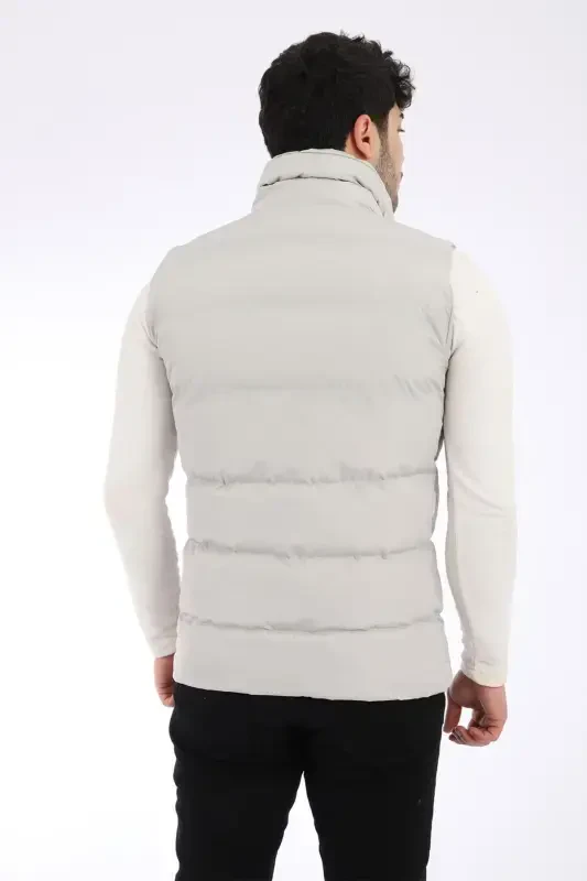 Style Combination Long Zipper Pocket Cross Padded Vest Pldp 2923-GRAY - 5