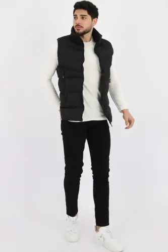 Style Combination Long Zipper Pocket Cross Puffy Vest Pldp 2923 - 5