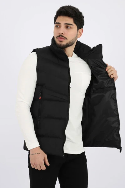 Style Combination Long Zipper Pocket Cross Puffy Vest Pldp 2923 - STILKOMBIN (1)