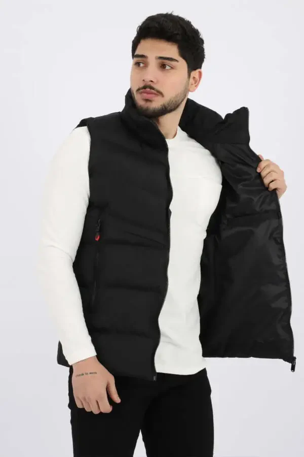 Style Combination Long Zipper Pocket Cross Puffy Vest Pldp 2923 - 2