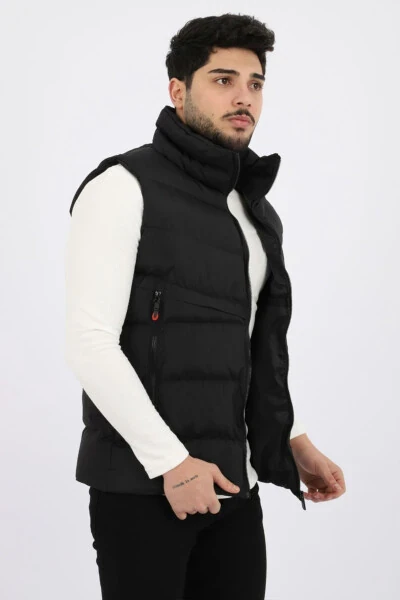 Style Combination Long Zipper Pocket Cross Puffy Vest Pldp 2923 - 3