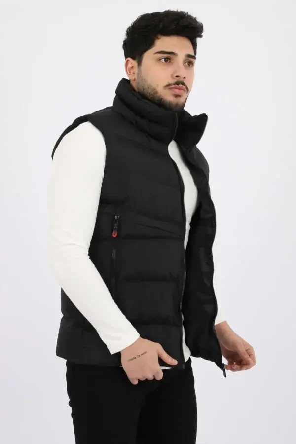 Style Combination Long Zipper Pocket Cross Puffy Vest Pldp 2923 - 3