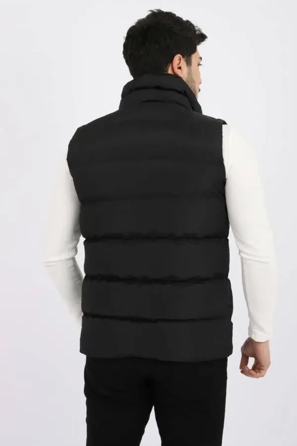 Style Combination Long Zipper Pocket Cross Puffy Vest Pldp 2923 - 4