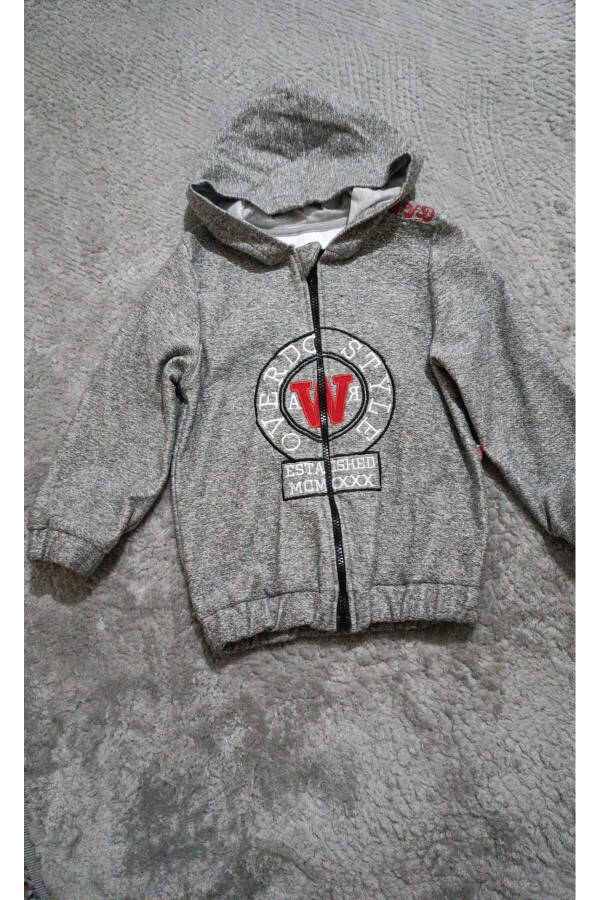 Style Embroidered Zippered Hooded Boys Jacket - 1