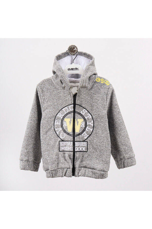 Style Embroidered Zippered Hooded Boys Jacket - 1