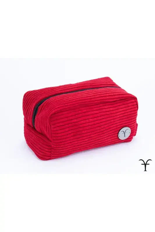 Stylish and Practical Corduroy Bellows Makeup Bag, Multipurpose Bag, Handbag-Red - 2