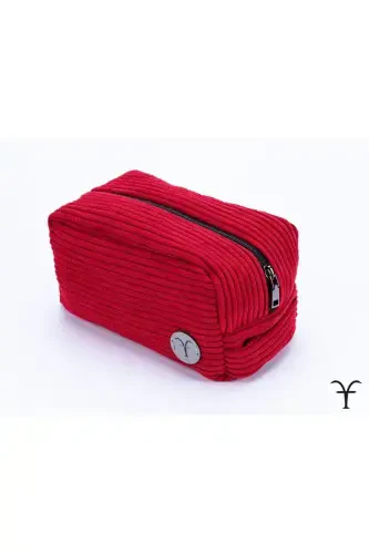 Stylish and Practical Corduroy Bellows Makeup Bag, Multipurpose Bag, Handbag-Red - 4