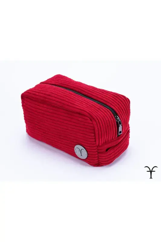 Stylish and Practical Corduroy Bellows Makeup Bag, Multipurpose Bag, Handbag-Red - 4