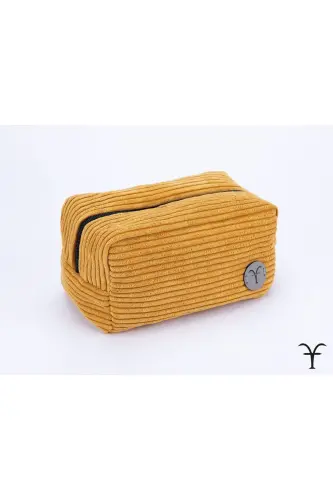 Stylish and Practical Corduroy Makeup Bag with Gusset, Multi-Purpose Bag, Handbag-Yellow 
