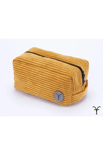 Stylish and Practical Corduroy Makeup Bag with Gusset, Multi-Purpose Bag, Handbag-Yellow - 3