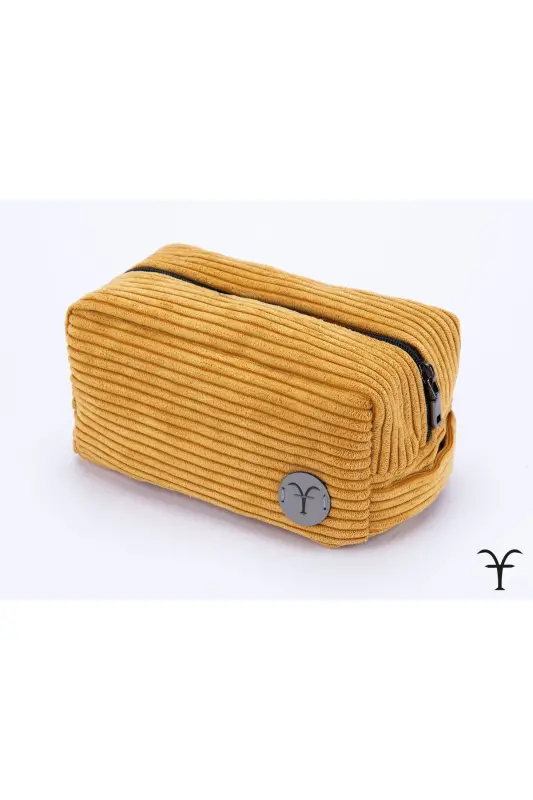 Stylish and Practical Corduroy Makeup Bag with Gusset, Multi-Purpose Bag, Handbag-Yellow - 3