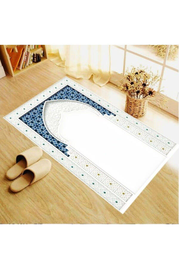 Stylish and simple, digitally printed velvet prayer rug. - 2