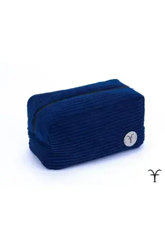 Stylish and Useful Corduroy Pleated Makeup Bag, Multipurpose Bag, Handbag-Navy Blue - AFTARIES (1)