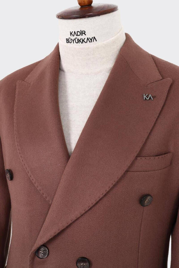 Stylish double-breasted men's coat, wool and polyester blend. - 5