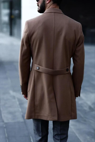 Stylish double-breasted men's coat - wool and polyester blend. - 5