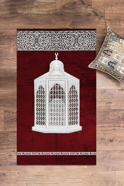 Stylish, washable, digital printed prayer rug (70x130 cm), SECCADE-42-RED - 5