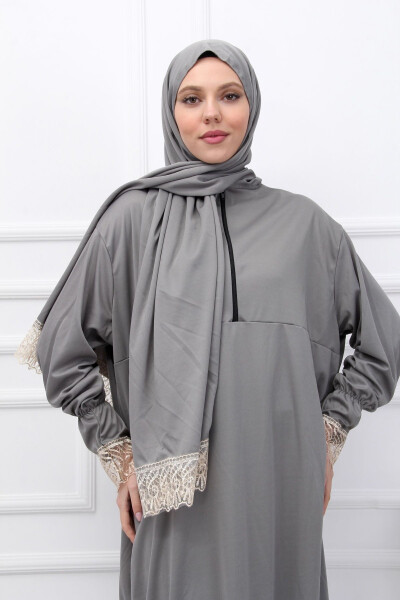 Stylish Women's Prayer Dress with Attached Headscarf for All Seasons - KUTAY COLLECTION