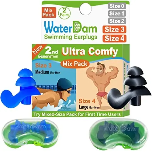 WaterDam Swimming Ear Plugs Great Waterproof Ultra Comfy Earplugs Prevent Swimmer's Ear - WATERDAM