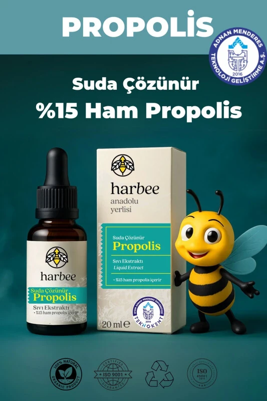 Su Bazlı Propolis Damla 20ml %15 Ham Propolis Bağışıklık Desteği - Harbee - HAR-BEE